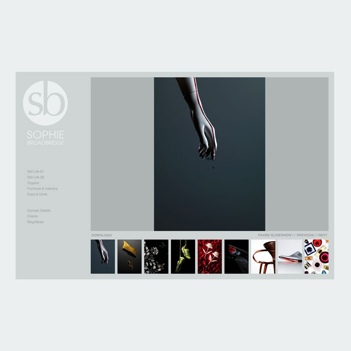 Photographic Web Portfolio Site for Sophie Broadbridge Photography